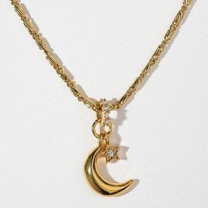New Vanessa Mooney THE MERCURY NECKLACE crescent moon stars gold